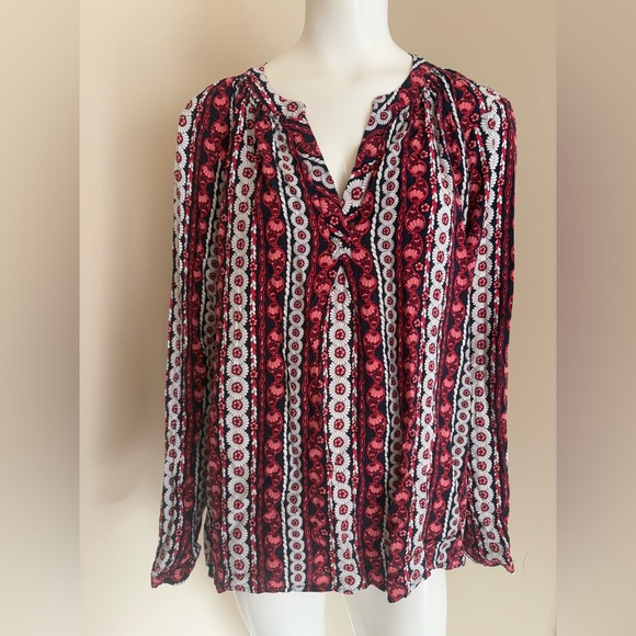crown & ivy Tops - Crown & Ivy Tunic 3/4 Sleeve Top Shirt Blouse Red Black White Pink Size XXL